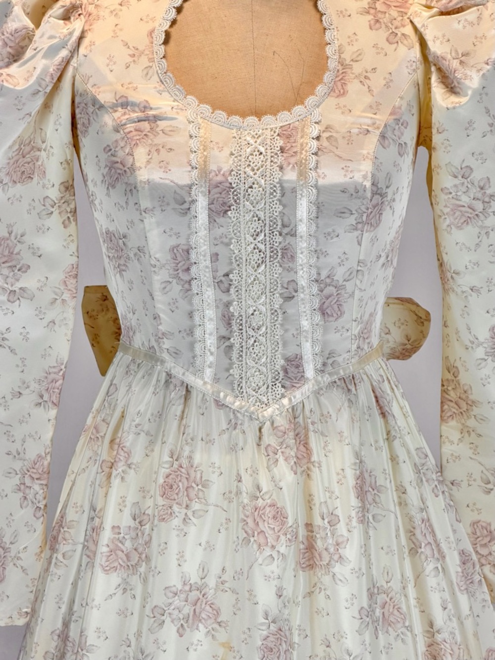 VINTAGE Gunne Sax 70s prairie dress prom formal long sleeve maxi cottage floral - Picture 3 of 17